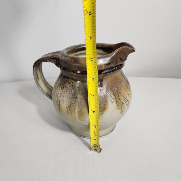 Artisan Studio Handmade Stoneware Pottery Brutalist Signed Pitcher - Picture 8 of 9